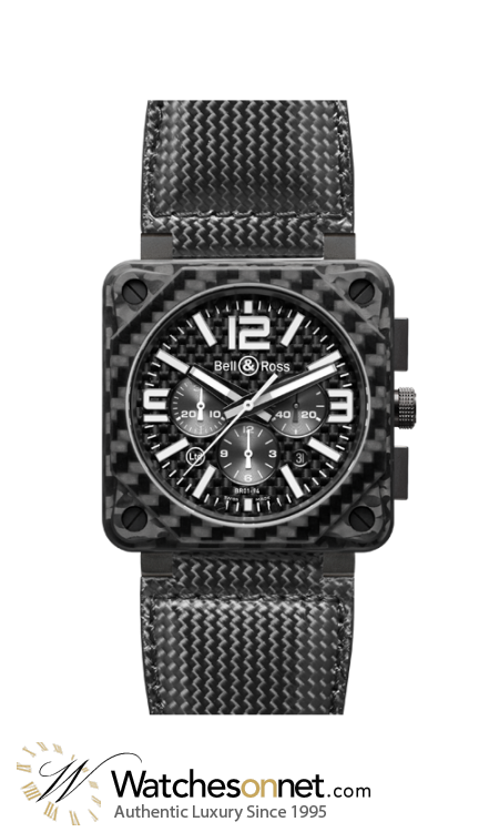 Bell & Ross Aviation BR01  Chronograph Automatic Men's Watch, Carbon Fiber, Black Carbon Fiber Dial, BR0194-CA FIBER