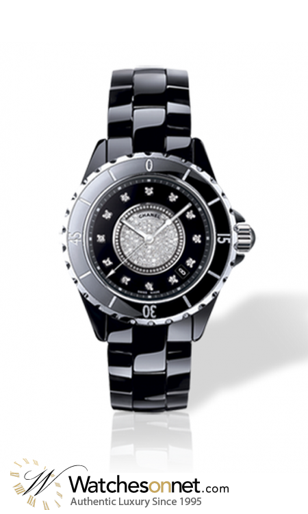 Chanel J12 Diamonds Black Dial Black Steel Strap Watch for Women Watch for  Women