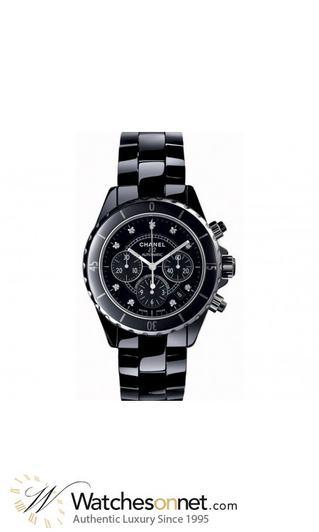 Chanel J12 Jewelry  Chronograph Automatic Women's Watch, Ceramic, Black & Diamonds Dial, H2419