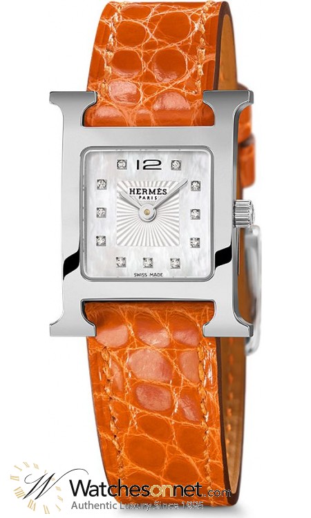 Hermes H Hour  Quartz Women's Watch, Stainless Steel, Mother Of Pearl & Diamonds Dial, 036747WW00