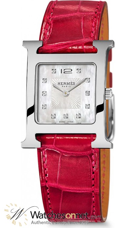 Hermes H Hour  Quartz Women's Watch, Stainless Steel, Mother Of Pearl & Diamonds Dial, 036811WW00