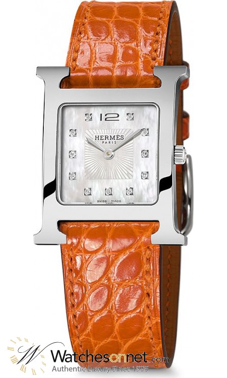 Hermes H Hour  Quartz Women's Watch, Stainless Steel, Mother Of Pearl & Diamonds Dial, 036812WW00