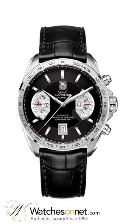 Tag Heuer Grand Carrera  Chronograph Automatic Men's Watch, Stainless Steel, Black Dial, CAV511A.FC6225