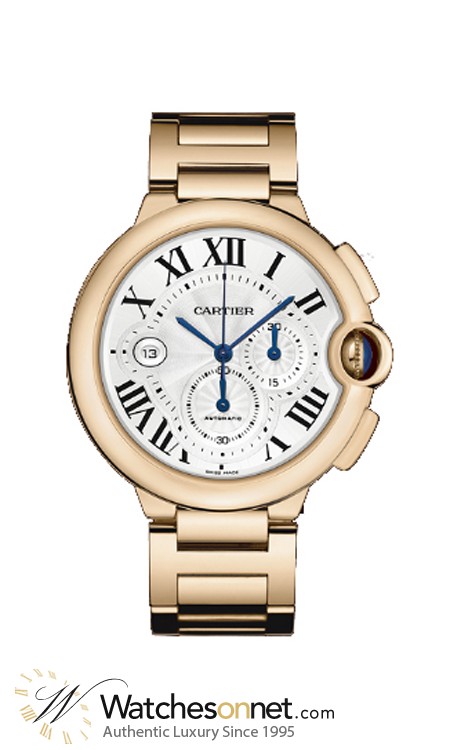 Cartier Ballon Bleu  Chronograph Automatic Men's Watch, 18K Rose Gold, Silver Dial, W6920010
