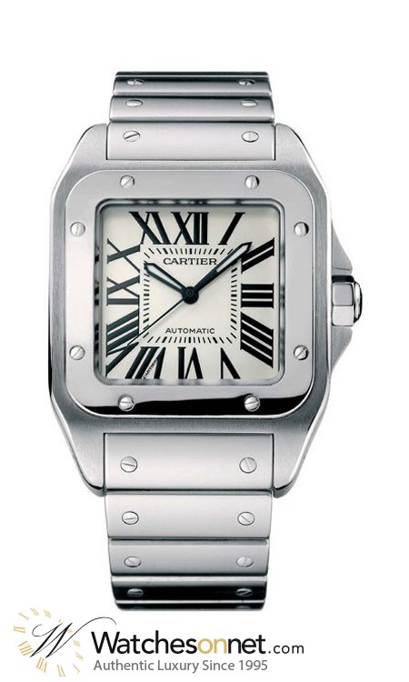 Cartier Santos 100  Automatic Men's Watch, Stainless Steel, White Dial, W200737G