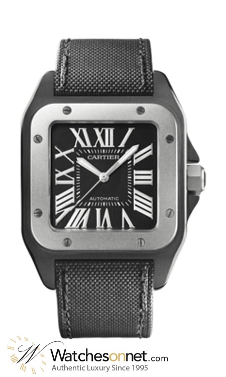 Cartier Santos 100  Automatic Men's Watch, PVD, Black Dial, W2020010