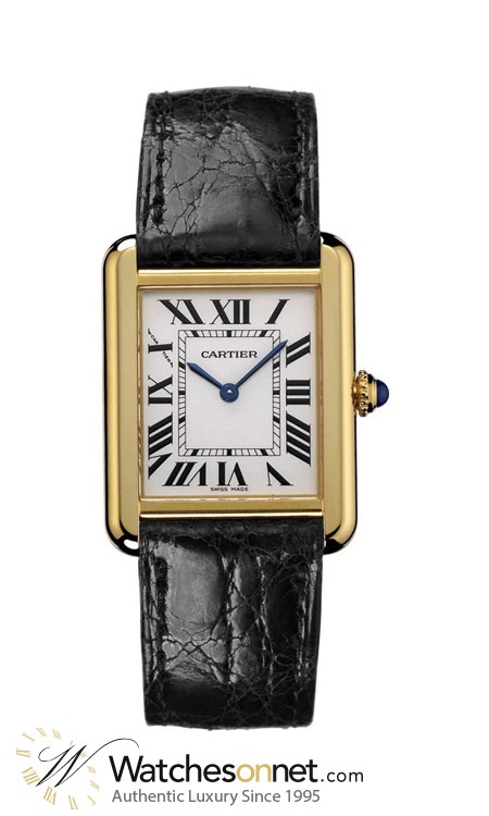 Cartier Tank Solo  Quartz Men's Watch, 18K Yellow Gold, Silver Dial, W1018855