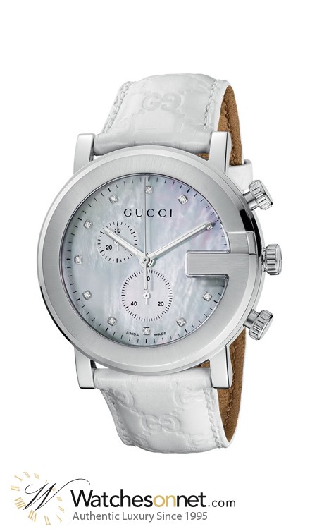 Gucci G-Chrono  Chronograph Quartz Mid-Size Watch, Stainless Steel, Mother Of Pearl Dial, YA101342