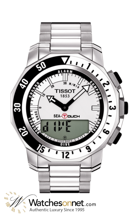 Tissot Sea Touch  Chronograph LCD Display Quartz Men's Watch, Stainless Steel, White Dial, T026.420.11.031.00