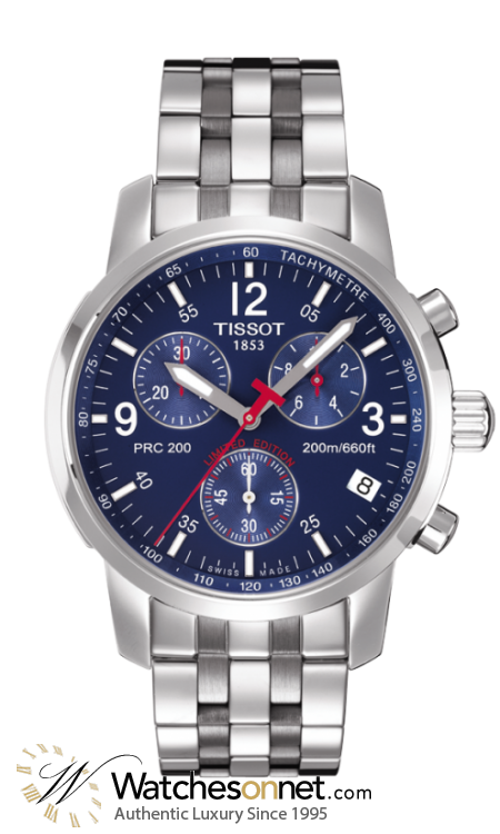 Tissot PRC200  Chronograph Quartz Men's Watch, Stainless Steel, Blue Dial, T014.417.11.047.01