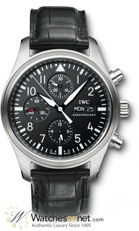 IWC Pilots  Chronograph Automatic Men's Watch, Stainless Steel, Black Dial, IW371701