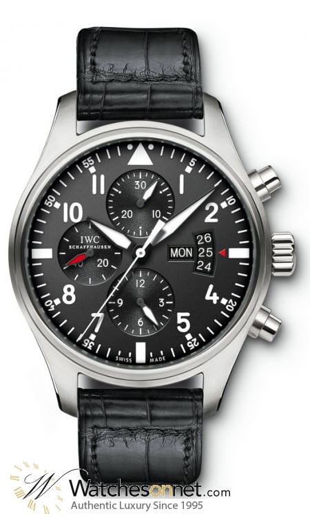 IWC Pilots  Chronograph Automatic Men's Watch, Stainless Steel, Black Dial, IW377701