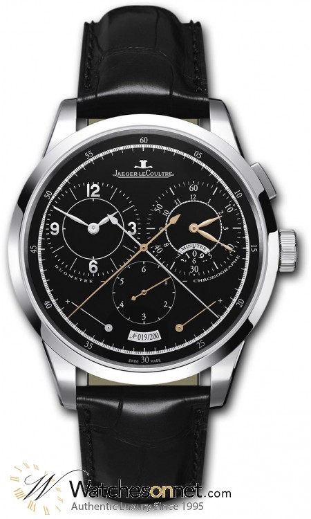 Jaeger Lecoultre Duometre  Chronograph Automatic Men's Watch, 18K White Gold, Black Dial, 6013470