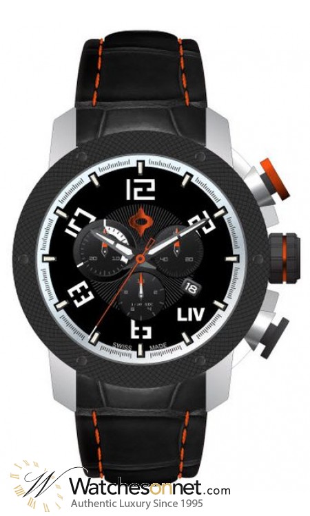 LIV Genesis X1  Chronograph Quartz Men's Watch, Stainless Steel, Black Dial, 1220.45.12.A200