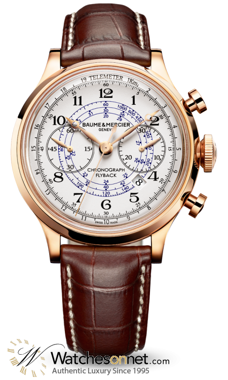 Baume & Mercier Capeland  Flyback Chronograph Men's Watch, 18K Rose Gold, White Dial, MOA10007