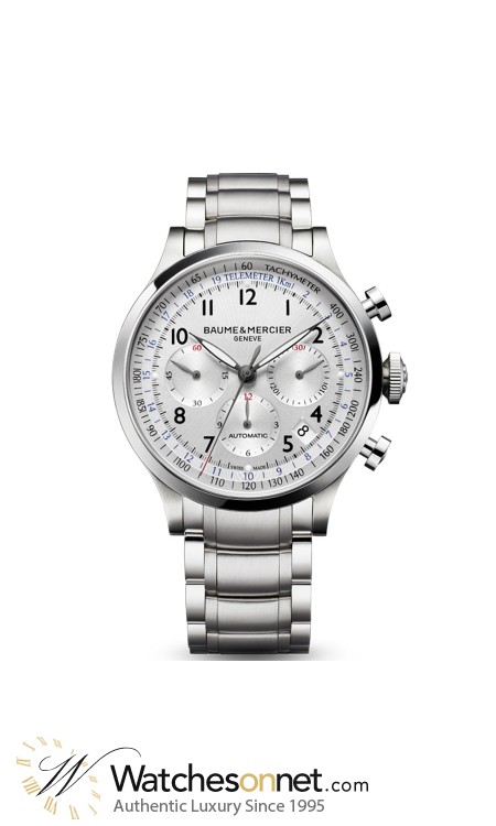 Baume & Mercier Capeland  Chronograph Automatic Men's Watch, Stainless Steel, Silver Dial, MOA10064
