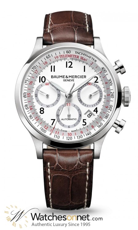 Baume & Mercier Capeland  Chronograph Automatic Men's Watch, Stainless Steel, White Dial, MOA10082
