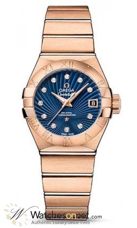 Omega Constellation  Automatic Women's Watch, 18K Rose Gold, Blue & Diamonds Dial, 123.50.27.20.53.001