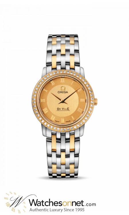 Omega De Ville  Quartz Women's Watch, 18K Yellow Gold, Champagne Dial, 413.25.27.60.08.001
