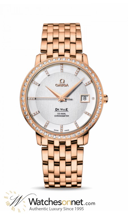 Omega De Ville  Automatic Men's Watch, 18K Rose Gold, Mother Of Pearl & Diamonds Dial, 413.55.37.20.52.001