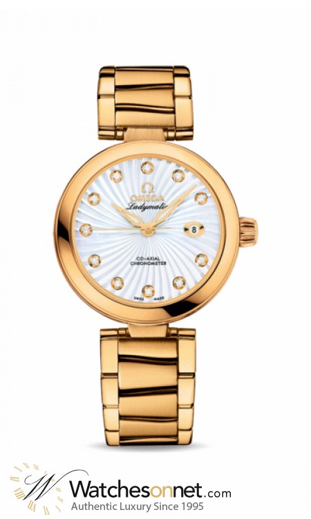 Omega De Ville Ladymatic  Automatic Women's Watch, 18K Yellow Gold, Mother Of Pearl & Diamonds Dial, 425.60.34.20.55.002