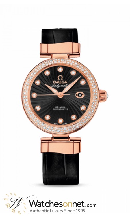 Omega De Ville Ladymatic  Automatic Women's Watch, 18K Rose Gold, Black & Diamonds Dial, 425.68.34.20.51.001
