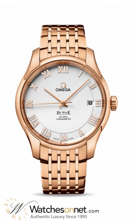 Omega De Ville  Automatic Men's Watch, 18K Rose Gold, Silver & Diamonds Dial, 431.50.41.21.52.001