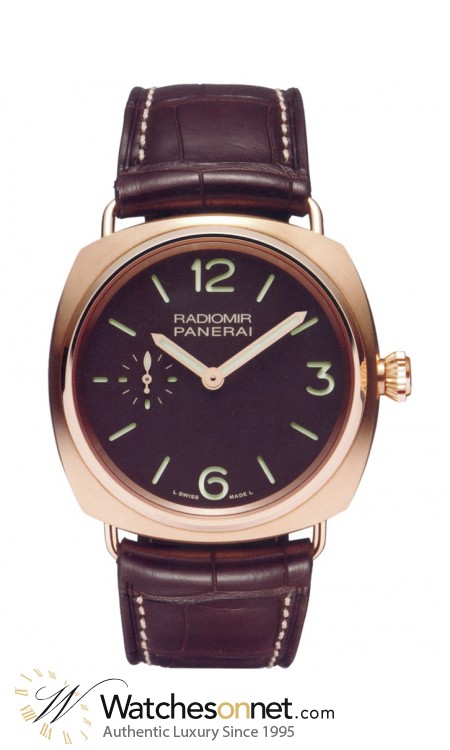 Panerai Radiomir  Mechanical Men's Watch, 18K Rose Gold, Brown Dial, PAM00336