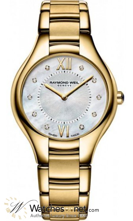 Raymond Weil Noemia  Quartz Women's Watch, Gold Plated, Mother Of Pearl & Diamonds Dial, 5132-P-00985