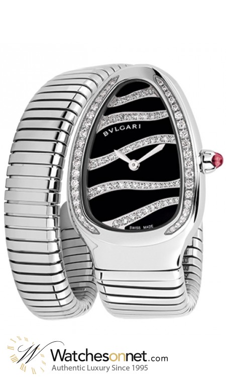 Bvlgari Serpenti  Quartz Women's Watch, Stainless Steel, Black Dial, SP35BD1SDS.1T/L