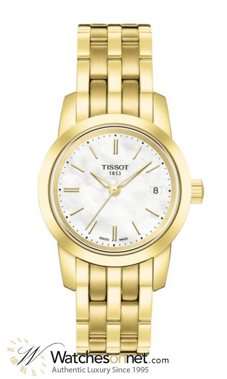 Tissot Classic Dream  Quartz Women's Watch, Gold Plated, White Mother Of Pearl Dial, T033.210.33.111.00