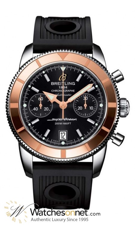 Breitling Superocean Heritage Chronographe 44  Chronograph Automatic Men's Watch, Steel & 18K Rose Gold, Black Dial, U2337012.BB81.200S