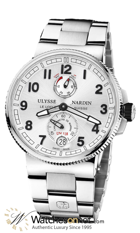 Ulysse Nardin Marine Chronometer  Automatic Men's Watch, Titanium & Stainless Steel, Silver Dial, 1183-126-7M/61