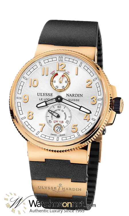 Ulysse Nardin Marine Chronometer  Automatic Men's Watch, 18K Rose Gold, White Dial, 1186-126-3/61