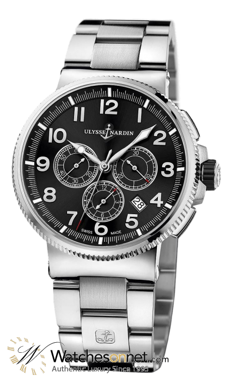 Ulysse Nardin Marine Chronometer  Automatic Men's Watch, Titanium & Stainless Steel, Black Dial, 1503-150-7M/62