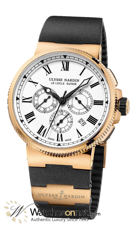 Ulysse Nardin Marine Chronometer  Automatic Men's Watch, 18K Rose Gold, White Dial, 1506-150LE-3