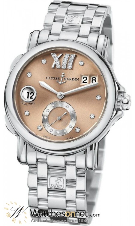 Ulysse Nardin Nifty / Functional  Automatic Women's Watch, Stainless Steel, Brown & Diamonds Dial, 243-22-7/30-09