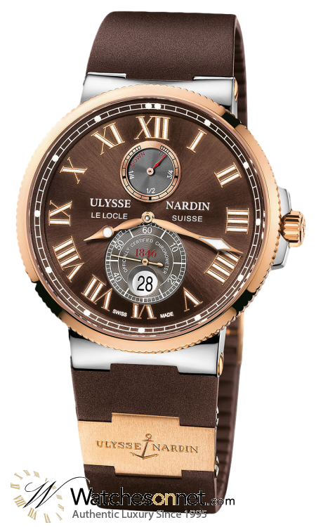 Ulysse Nardin Marine Chronometer  Automatic Men's Watch, Steel & 18K Rose Gold, Brown Dial, 265-67-3/45