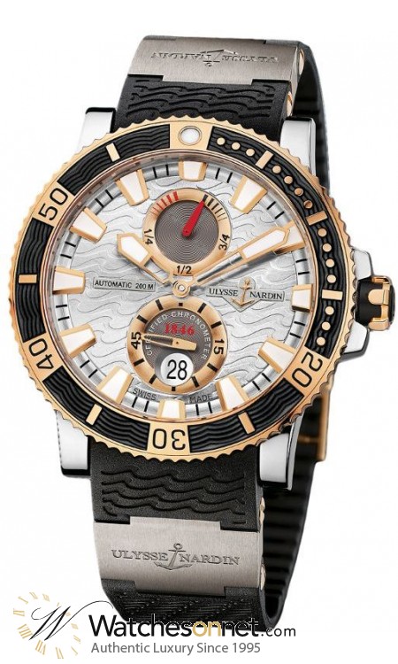 Ulysse Nardin Maxi Marine Diver  Automatic Men's Watch, Titanium & Rose Gold, Silver Dial, 265-90-3T/91