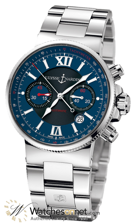 Ulysse Nardin Marine Chronometer  Automatic Men's Watch, Stainless Steel, Blue Dial, 353-66-7/323