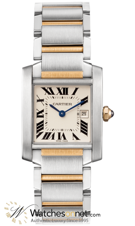 Cartier Tank Francaise  Quartz Women's Watch, 18K Yellow Gold, White Dial, W51012Q4