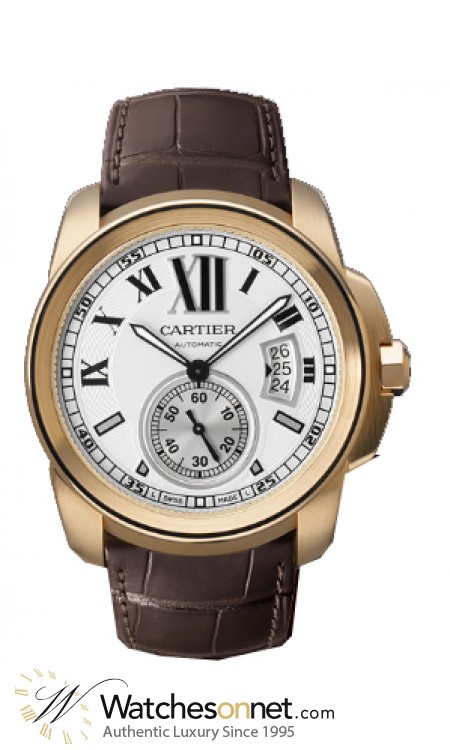 Cartier Calibre  Automatic Men's Watch, 18K Rose Gold, White Dial, W7100009