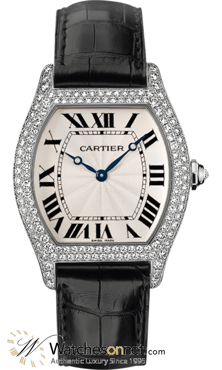 Cartier Tortue  Mechanical Women's Watch, 18K White Gold, Silver Dial, WA503851