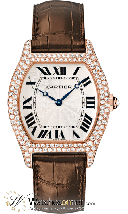 Cartier Tortue  Mechanical Women's Watch, 18K Rose Gold, Silver Dial, WA503951