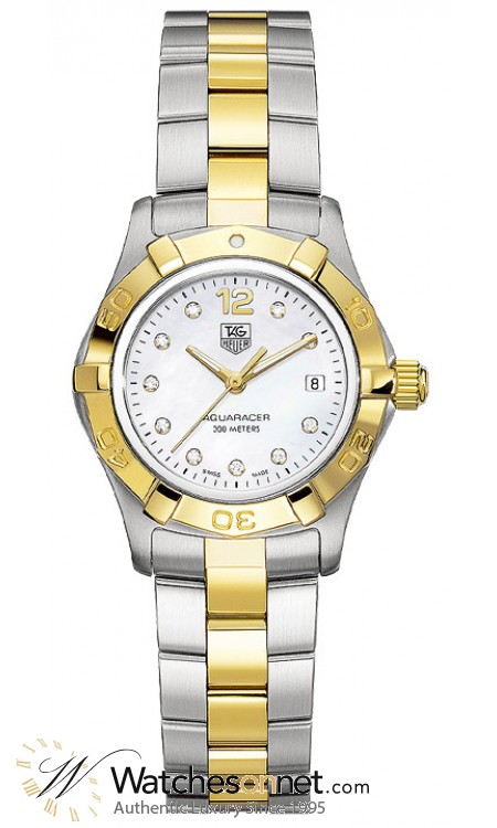 Tag Heuer Aquaracer  Quartz Women's Watch, Gold Plated, White Mother Of Pearl Dial, WAF1425.BB0825