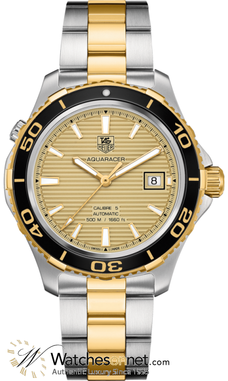 Tag Heuer Aquaracer 500M  Automatic Men's Watch, 18K Gold Plated, Gold Dial, WAK2121.BB0835