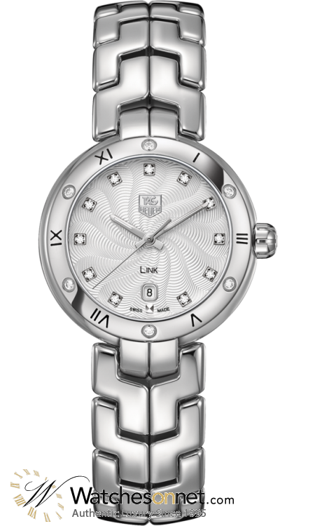 Tag Heuer Link  Quartz Women's Watch, Stainless Steel, Silver & Diamonds Dial, WAT1413.BA0954