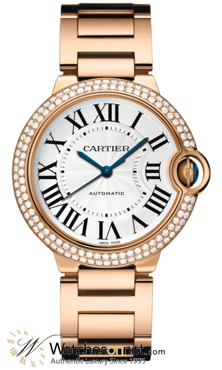 Cartier Ballon Bleu  Automatic Mid-Size Watch, 18K Rose Gold, Silver Dial, WE9005Z3