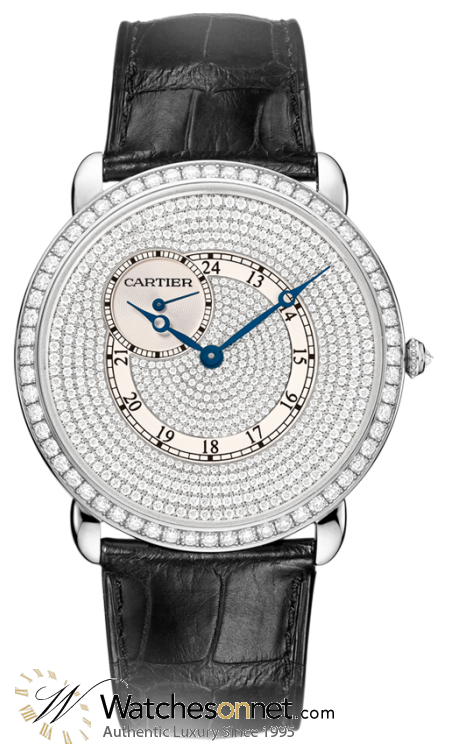 Cartier Ronde Louis  Automatic Men's Watch, 18K White Gold, Diamond Pave Dial, WR007003