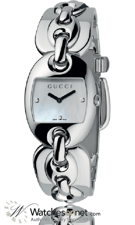 Gucci Marina Chain  Quartz Women's Watch, Stainless Steel, White Mother Of Pearl Dial, YA121504